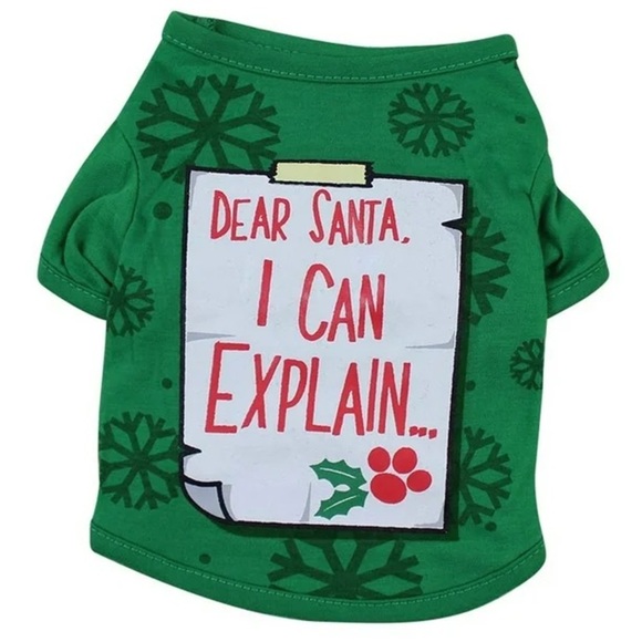 NEW Dear Santa I Can Explain T-Shirt for Dogs and Cats Pets Christmas Novelty - Picture 4 of 7